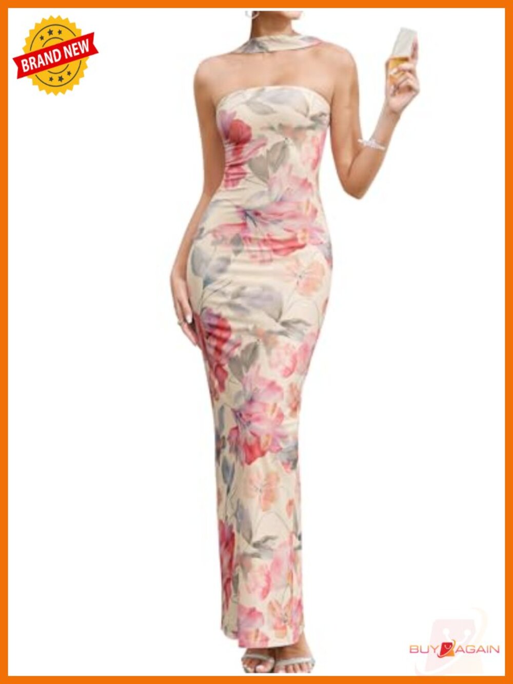 Halter Bodycon Maxi Dress Sleeveless Formal Wedding Guest Cocktail